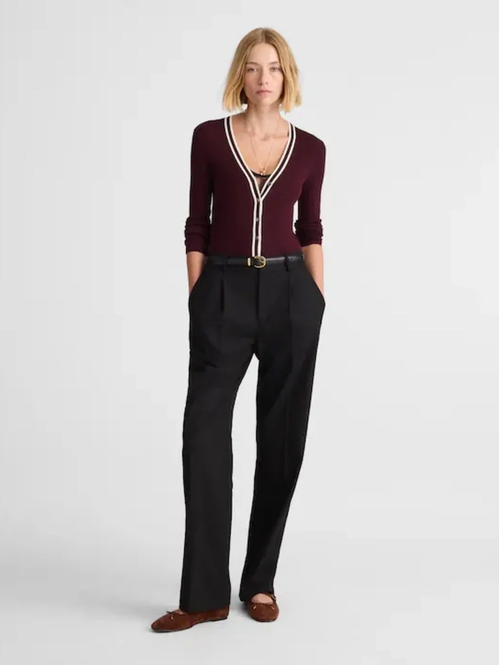 Madewell Slouchy Straight Pants in Brushed Twill Black Trousers Size 6 NWT